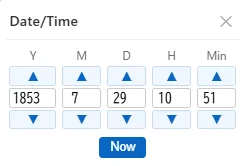 Date/time settings panel