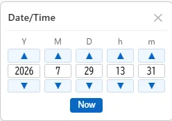 Date/time settings panel